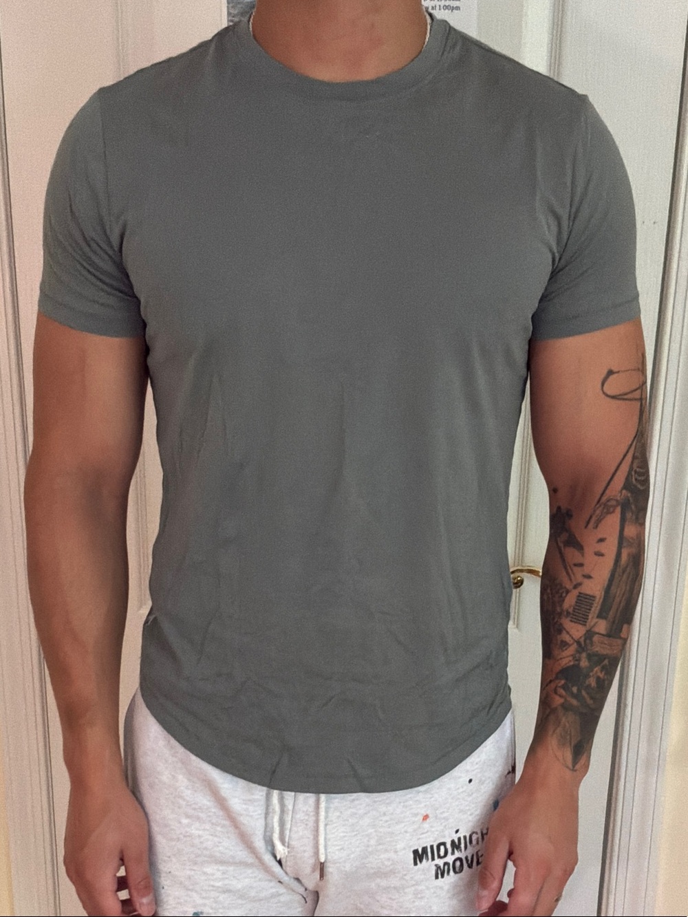 Cuts Men's Crew Neck T-Shirt in Slate Gray Stormy Sea